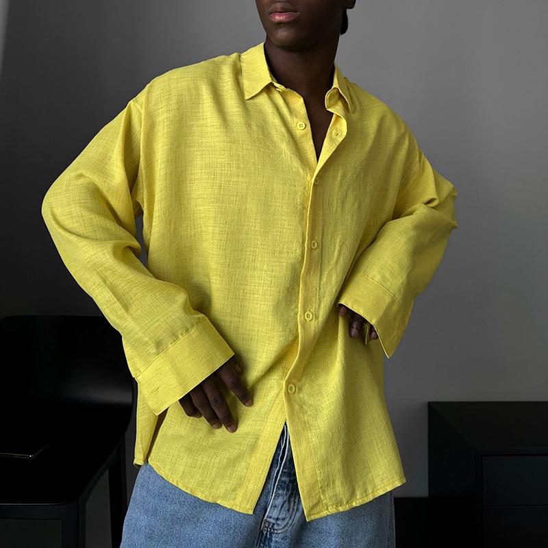 Loose Fit Long Sleeve Cotton Blend Casual Winter Collared Shirt