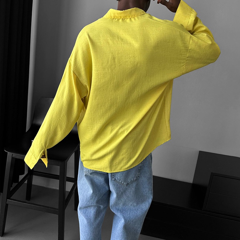 Loose Fit Long Sleeve Cotton Blend Casual Winter Collared Shirt