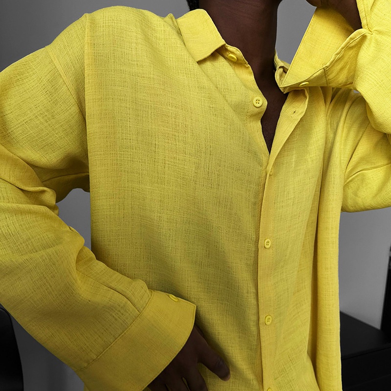 Loose Fit Long Sleeve Cotton Blend Casual Winter Collared Shirt