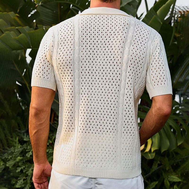 Lightweight Knit Cardigan Short Sleeve Casual Breathable Beach Shirt for Spring Summer