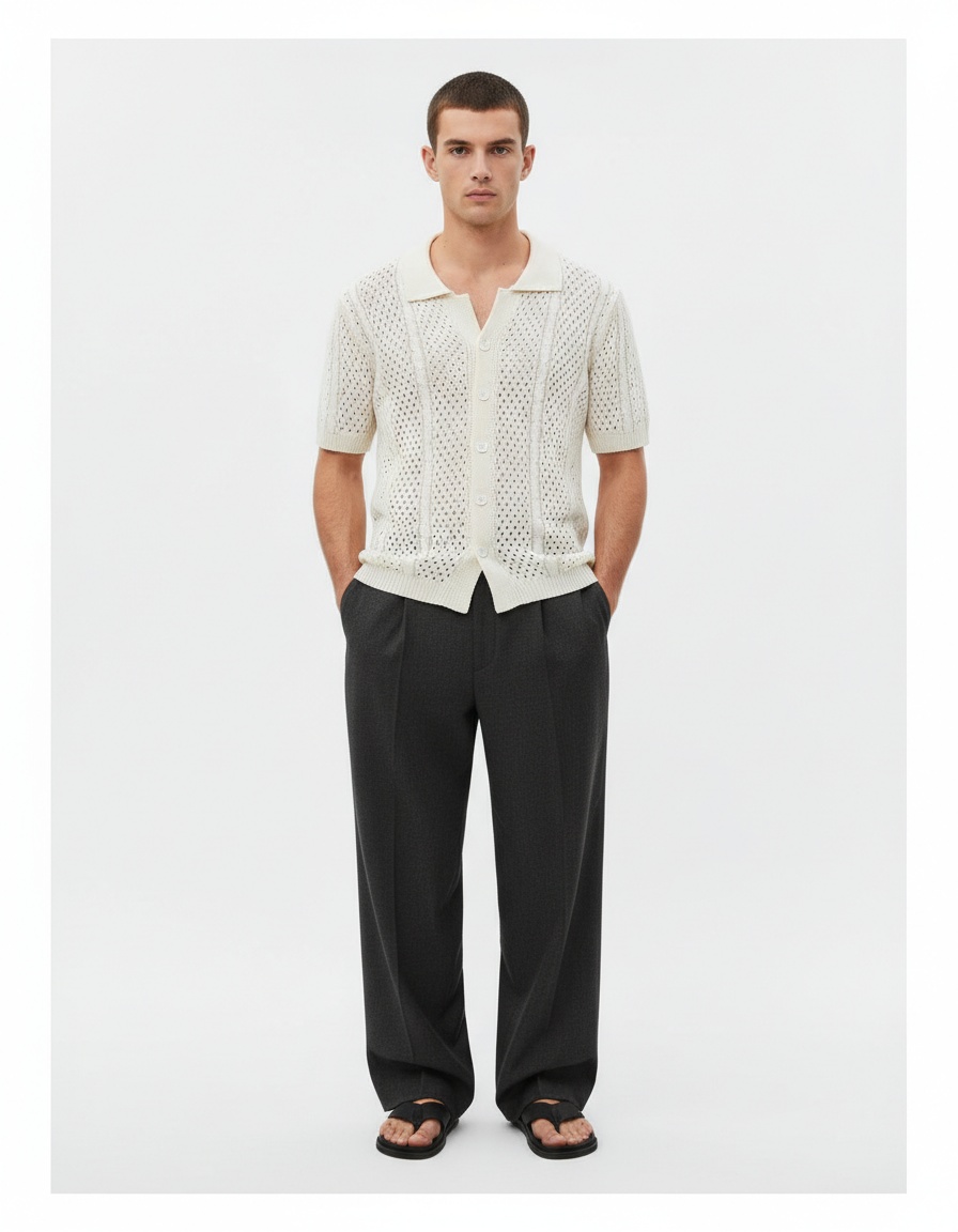 Lightweight Knit Cardigan Short Sleeve Casual Breathable Beach Shirt for Spring Summer