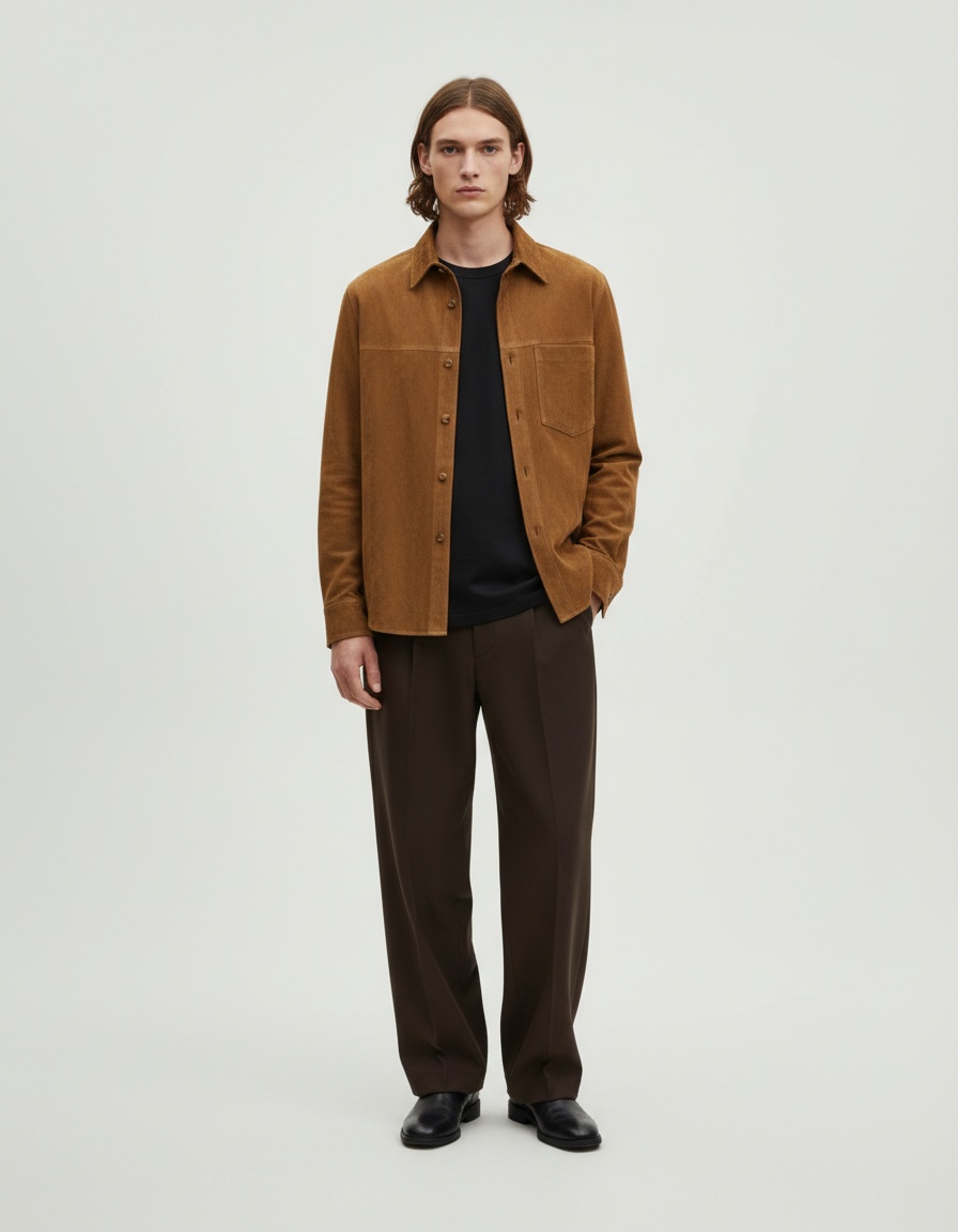 Herenoverhemd met losse pasvorm, retro revers en knoopsluiting, casual en ademend, winterkleding