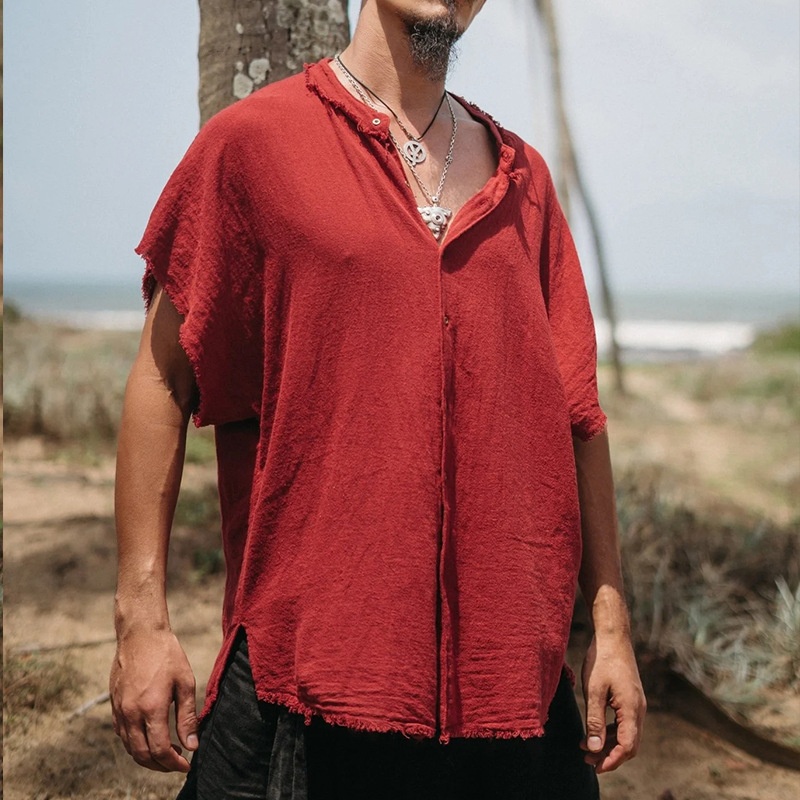 Cotton Linen Breathable Short Sleeve Shirt - Casual Summer Menswear