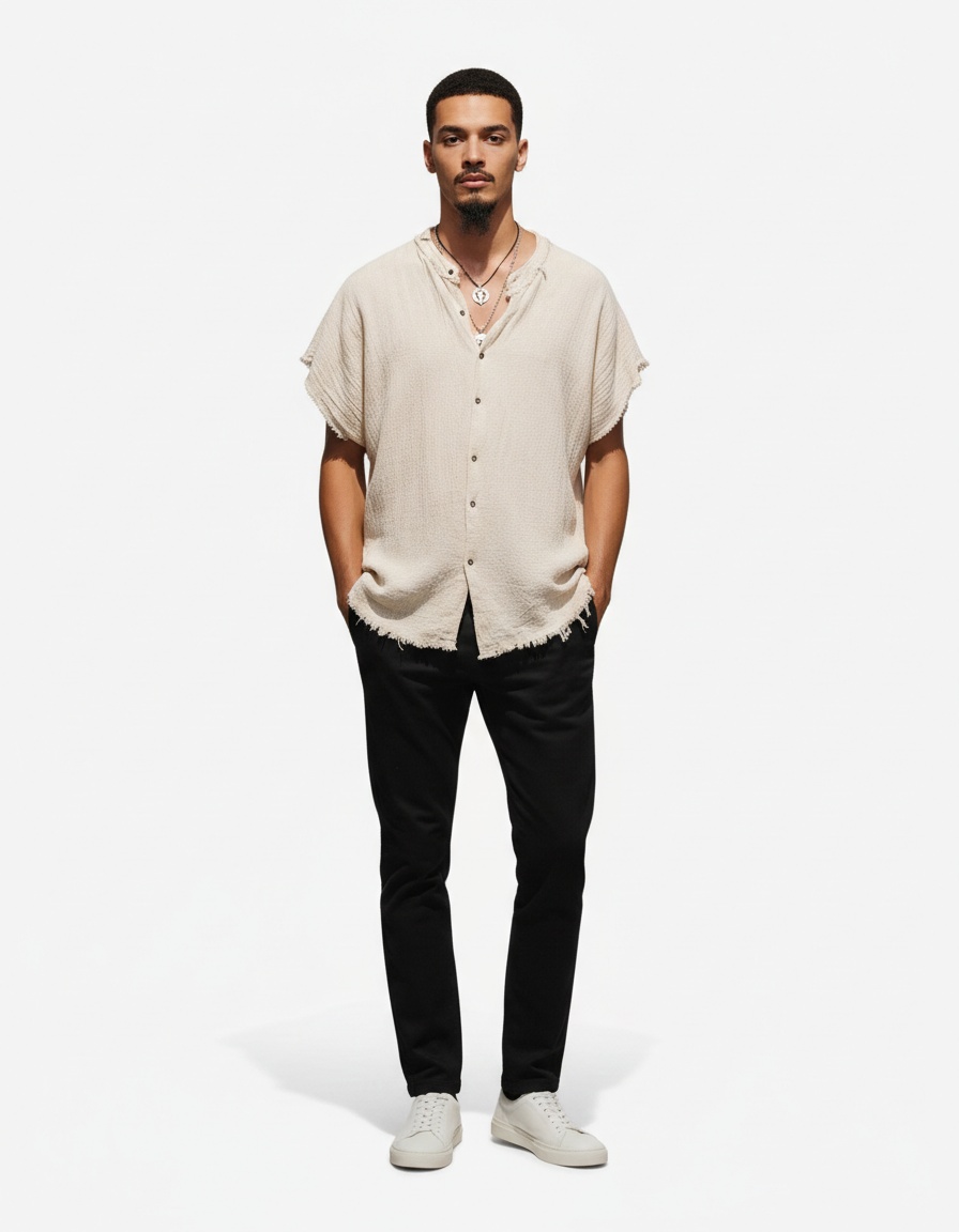 Cotton Linen Breathable Short Sleeve Shirt - Casual Summer Menswear