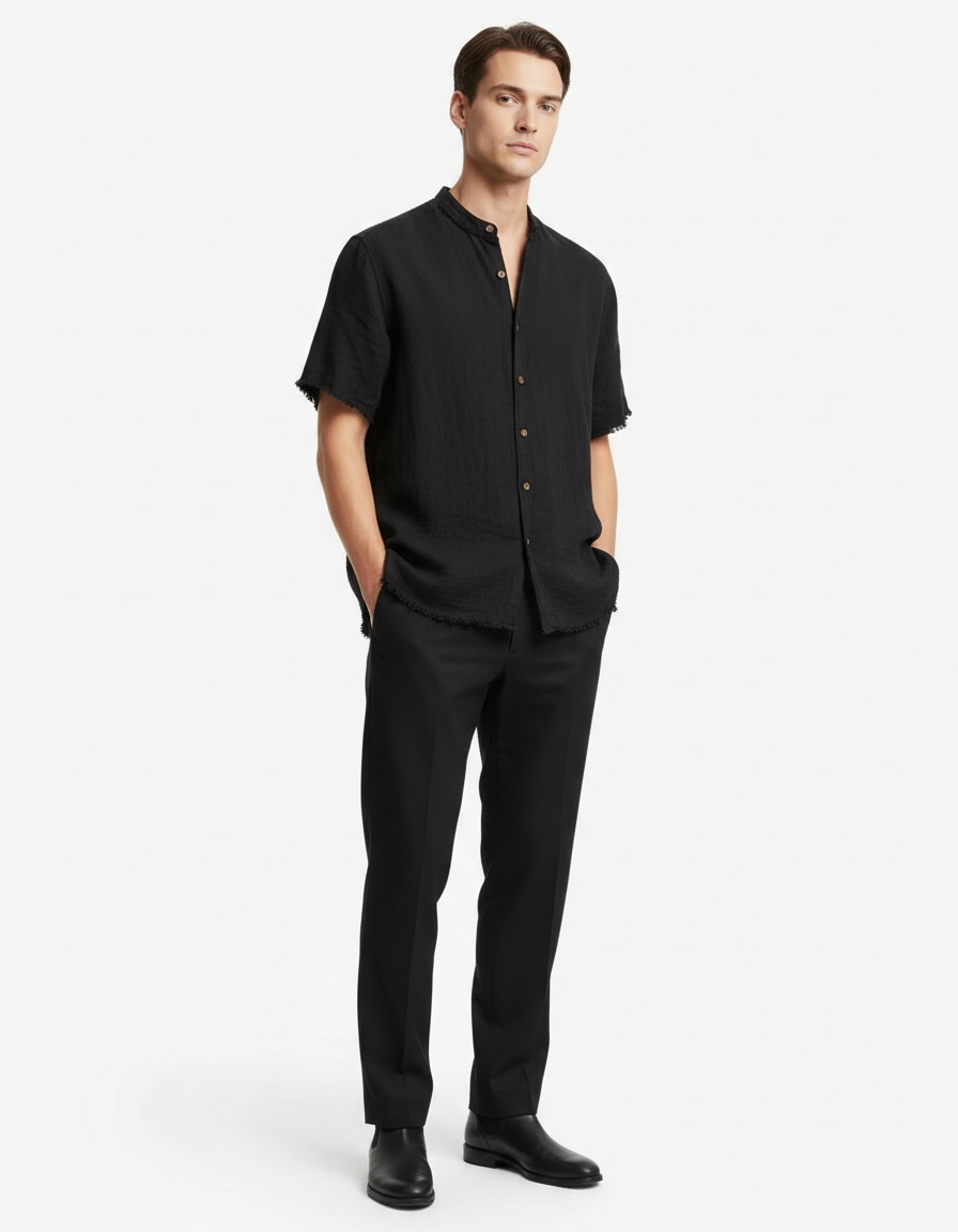 Cotton Linen Breathable Short Sleeve Shirt - Casual Summer Menswear