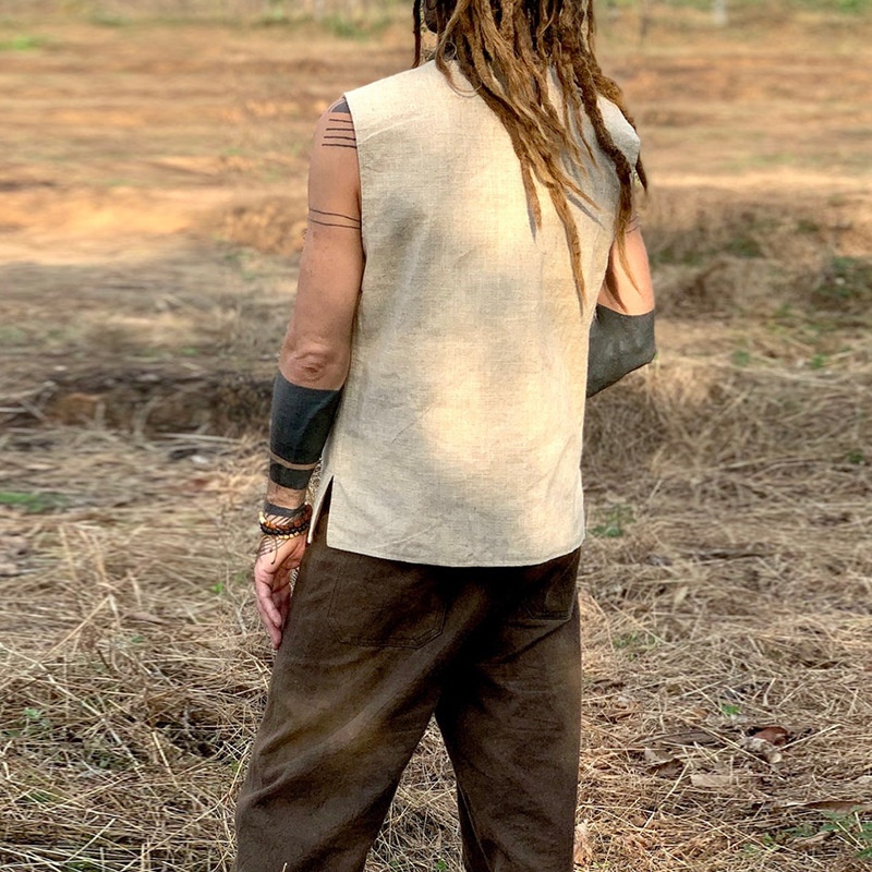 Cotton Blend Loose Fit Menswear Sleeveless Shirt with Breathable Street Style Design