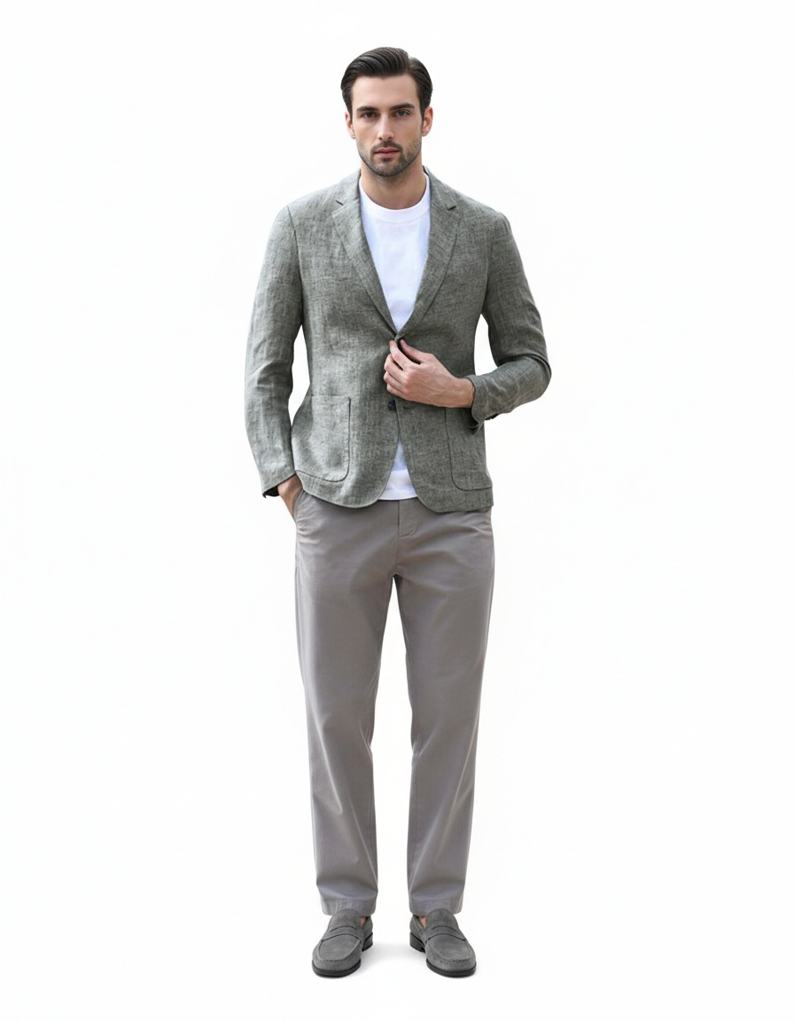 Linen Blend Short Sleeve Crew Neck T-Shirt - Breathable Loose Fit Casual Summer Menswear