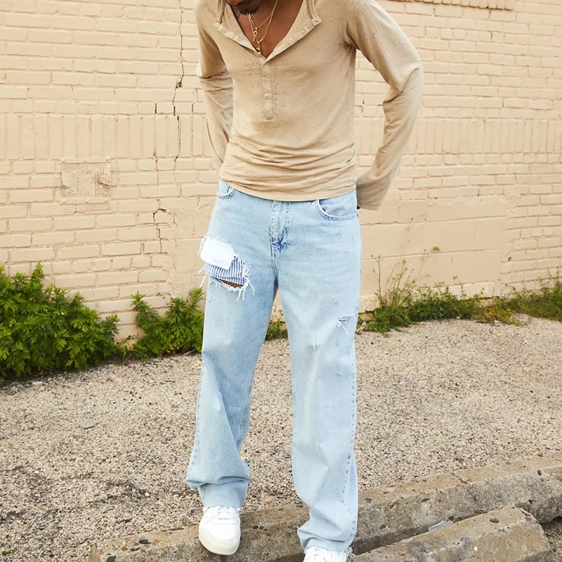 Cotton Blend Long-Sleeve Vacation T-Shirt - Breathable Casual Menswear