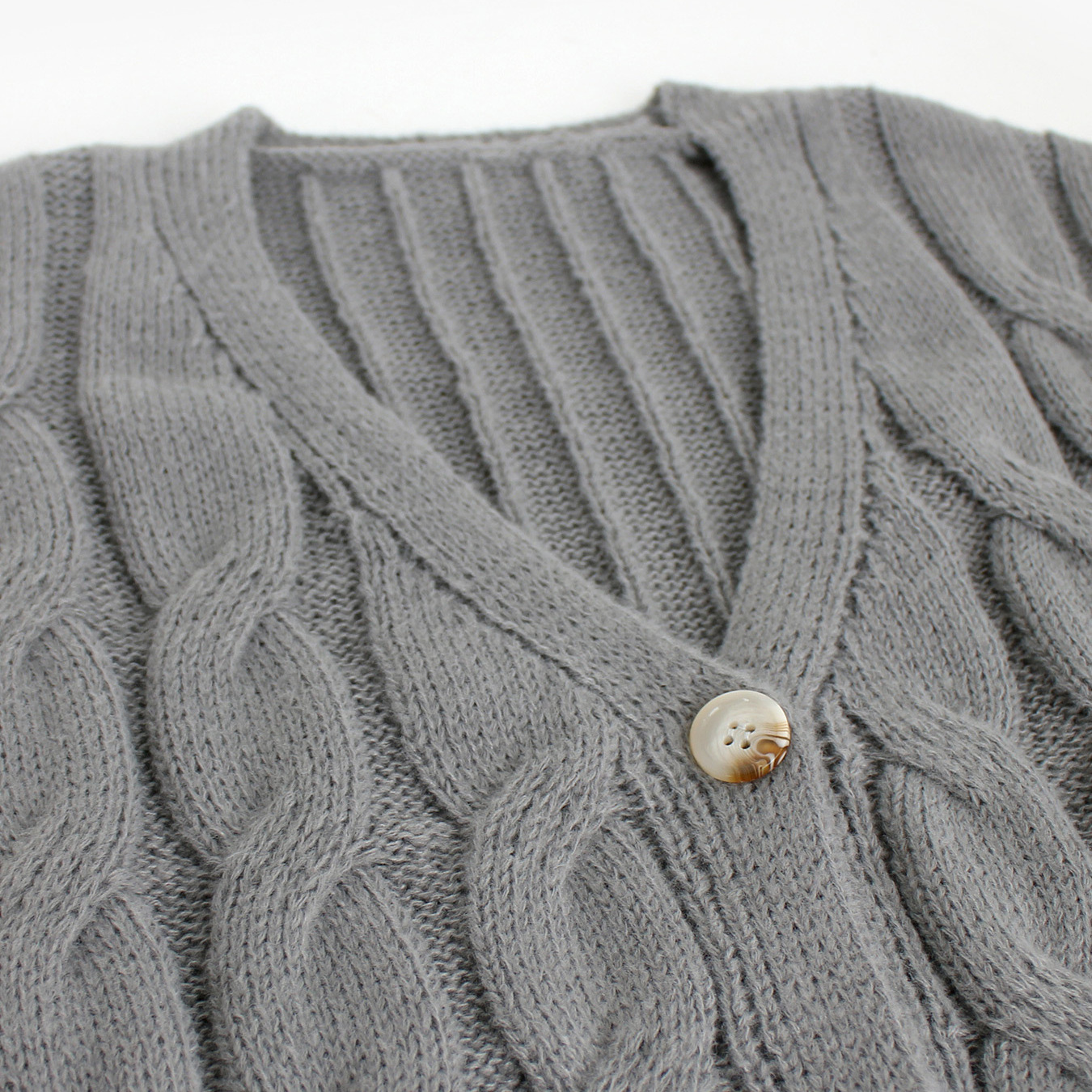 Linen Knit Cardigan Long Open Front Chunky Cable Knit with Pockets