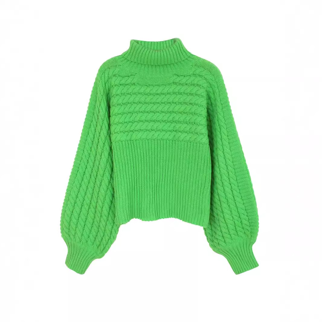 Cotton Cable Knit Turtleneck Sweater - Long Sleeve Fall Winter SSU-00025