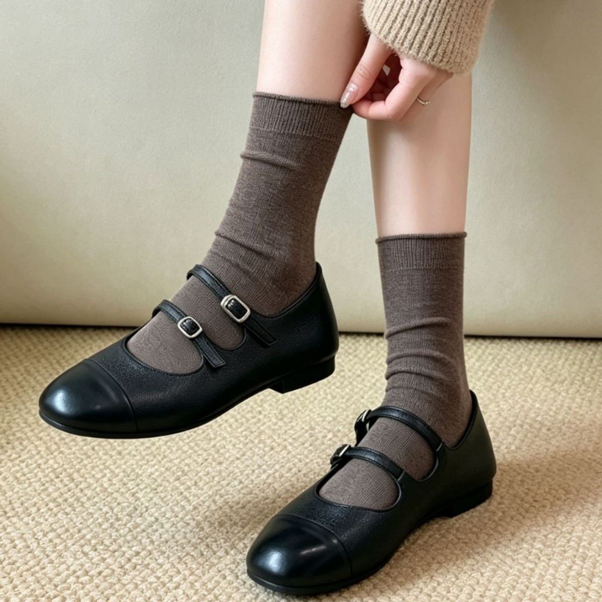 Cotton Women's Ribbed Slouch Crew Socks