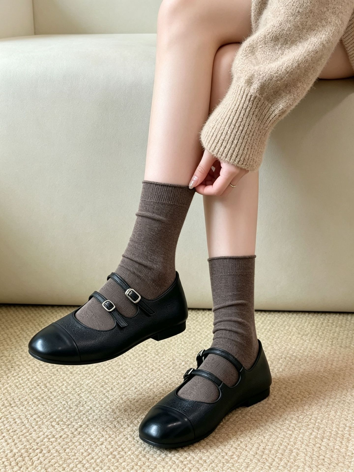 Cotton Women's Ribbed Slouch Crew Socks