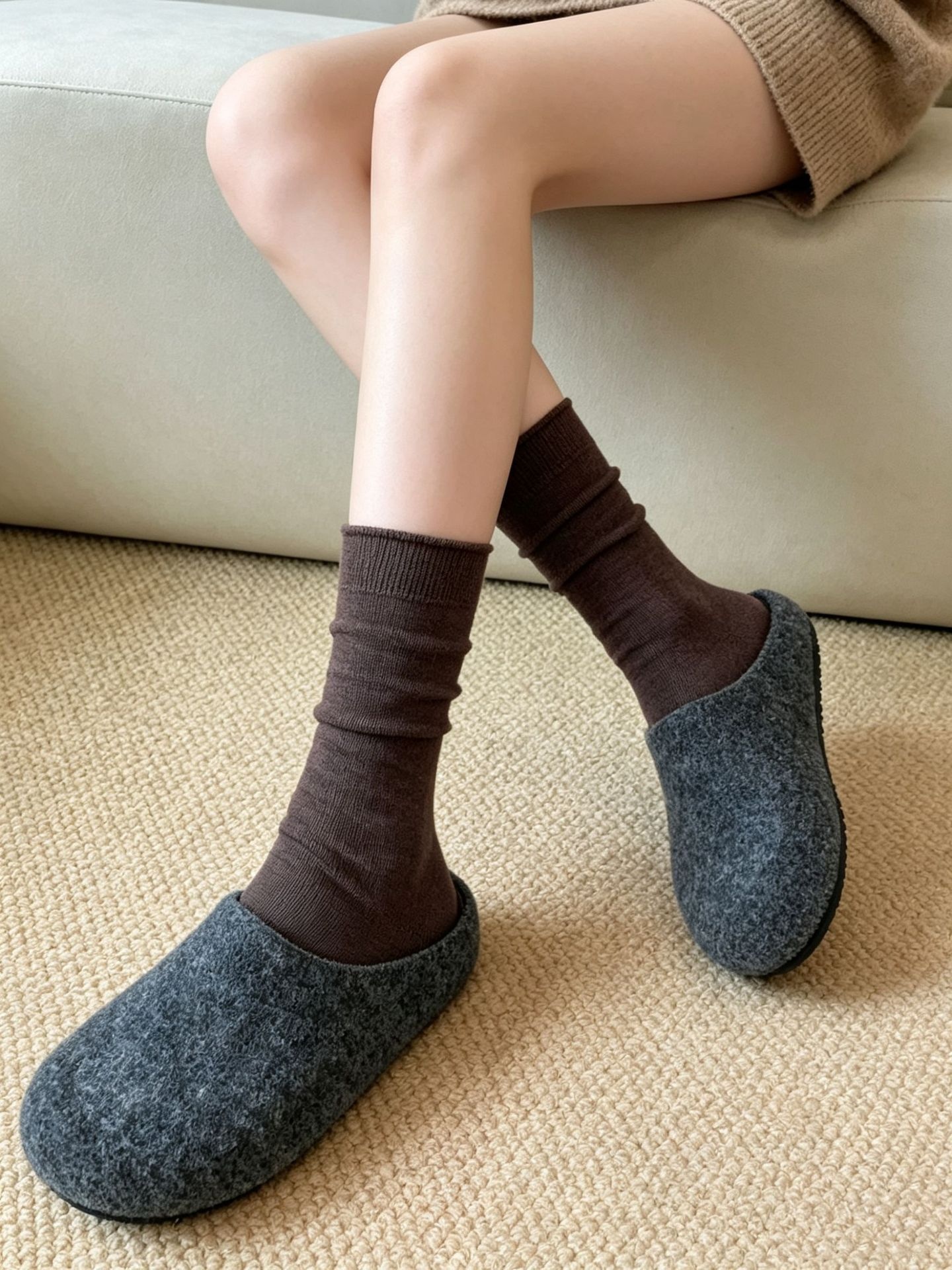 Cotton Women's Ribbed Slouch Crew Socks