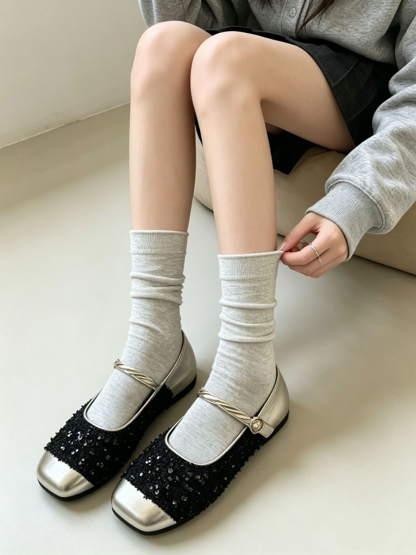 Cotton Women's Ribbed Slouch Crew Socks