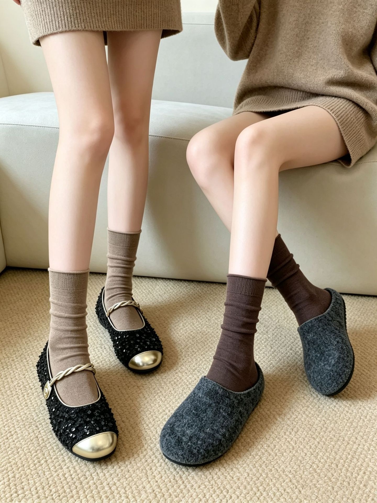 Cotton Women's Ribbed Slouch Crew Socks