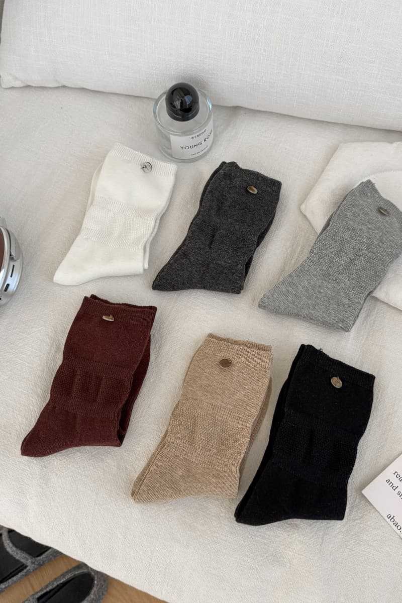 Ribbed Slouch Crew Socks with Button Accent