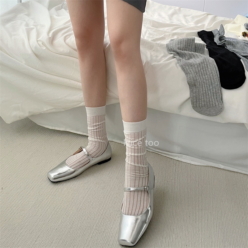 Women's Sheer Ribbed Crew Socks