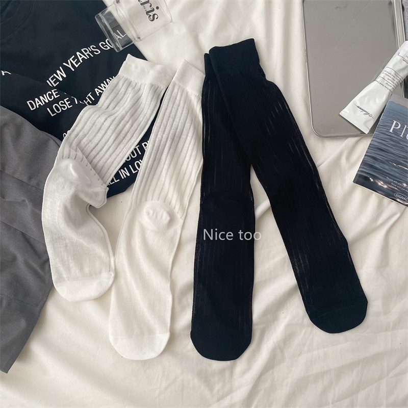 Women's Sheer Ribbed Crew Socks