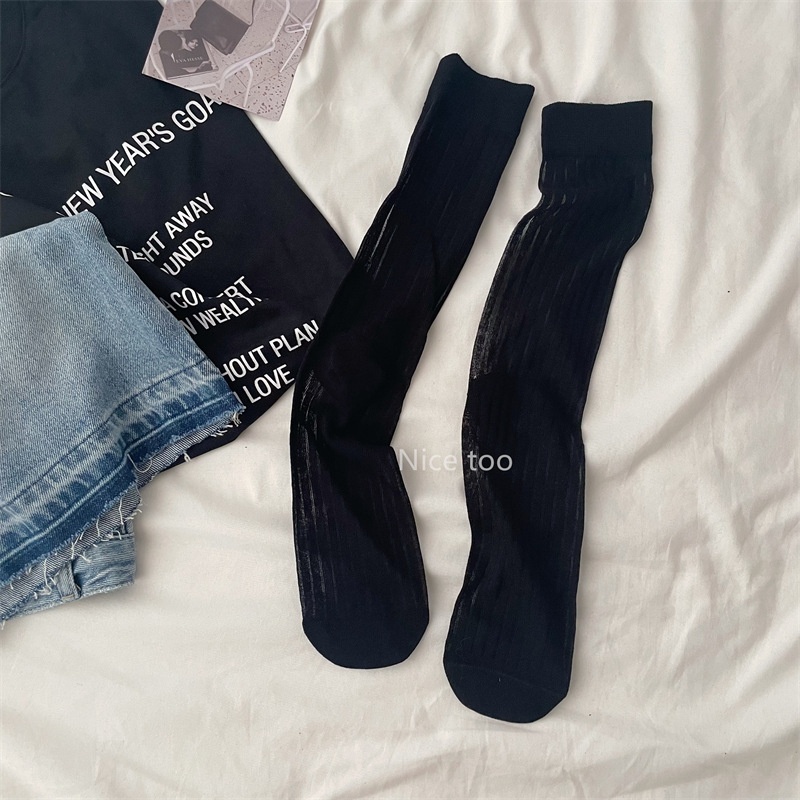Women's Sheer Ribbed Crew Socks