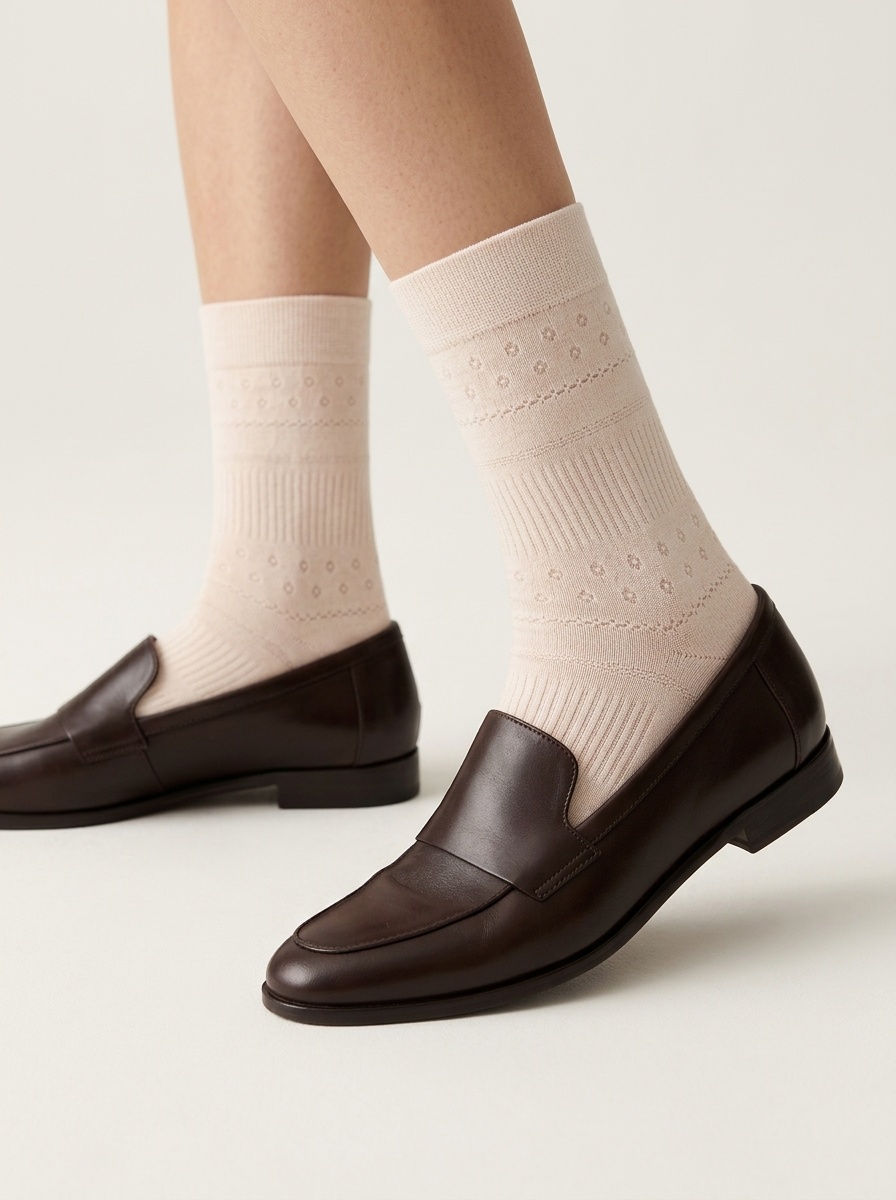 Women's Pointelle Knit Crew Socks