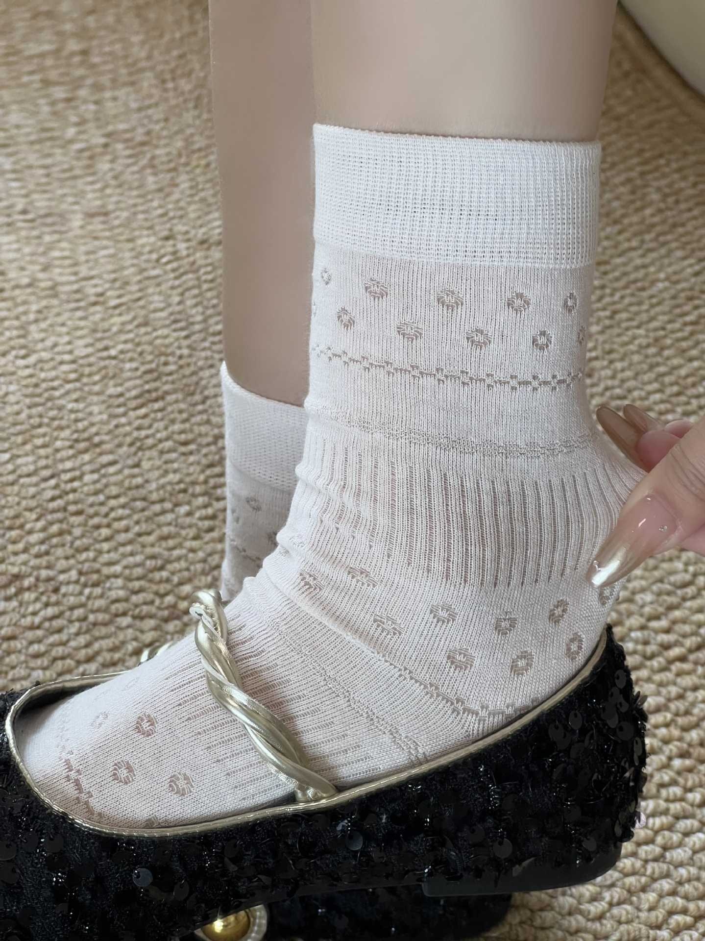 Women's Pointelle Knit Crew Socks
