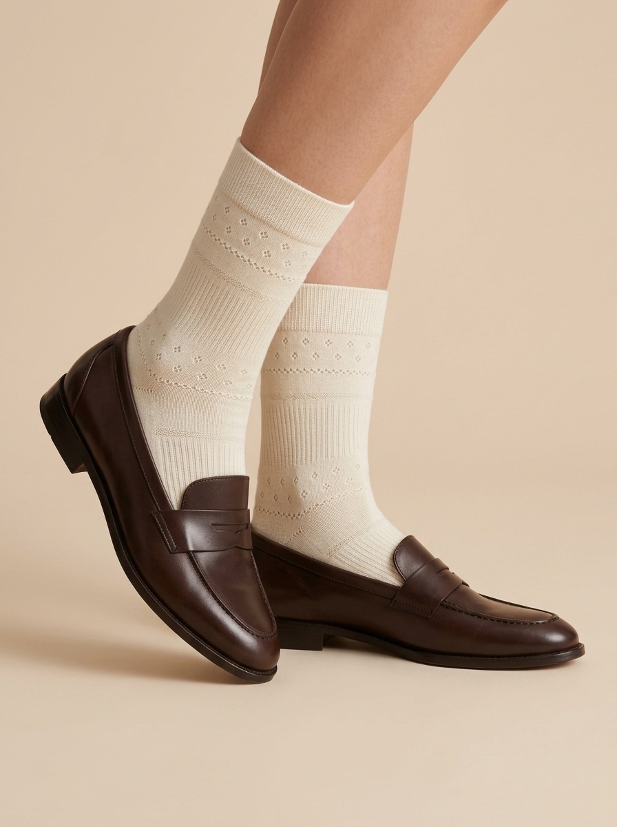 Women's Pointelle Knit Crew Socks