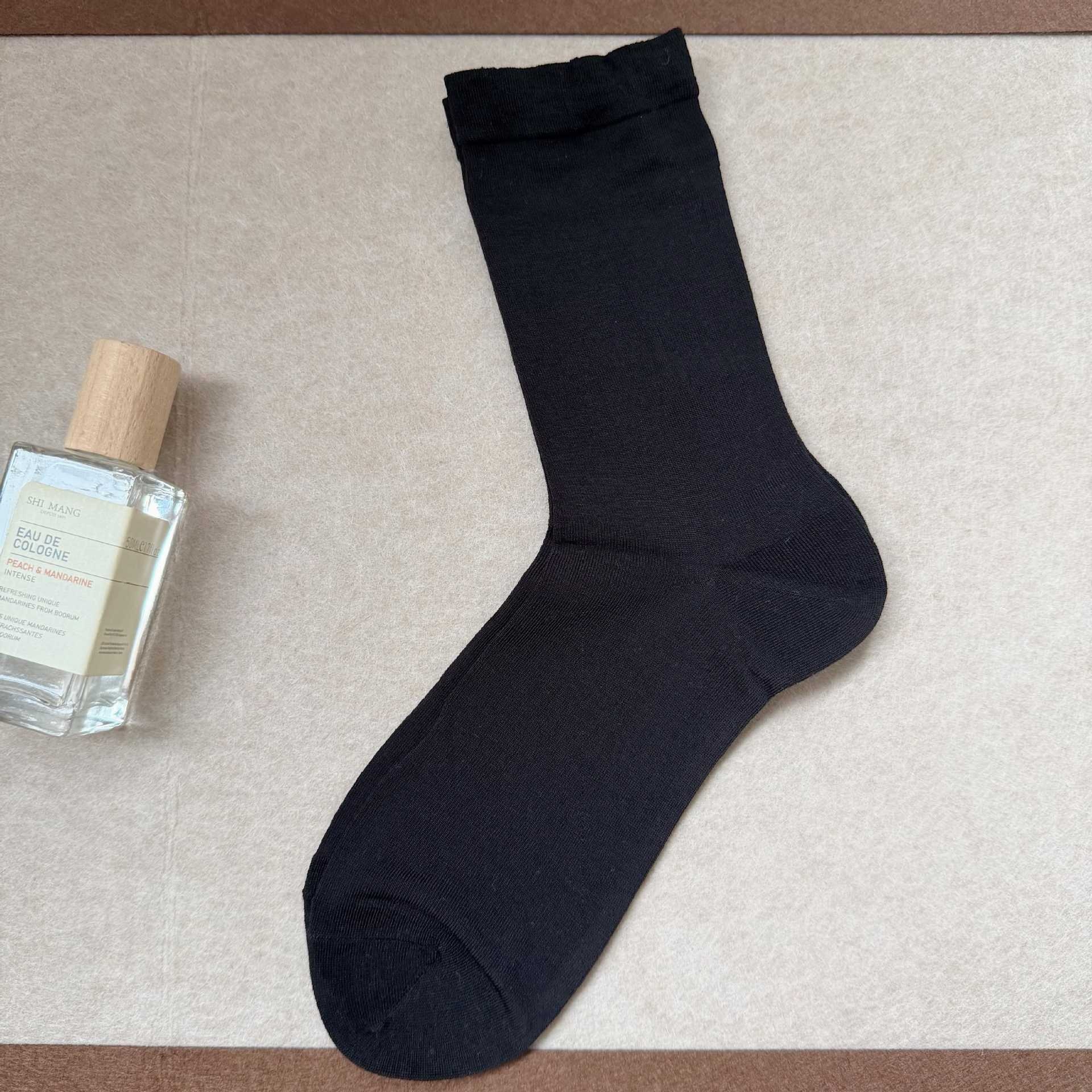 Women Thin Ribbed Crew Socks Solid Knit Mid Calf