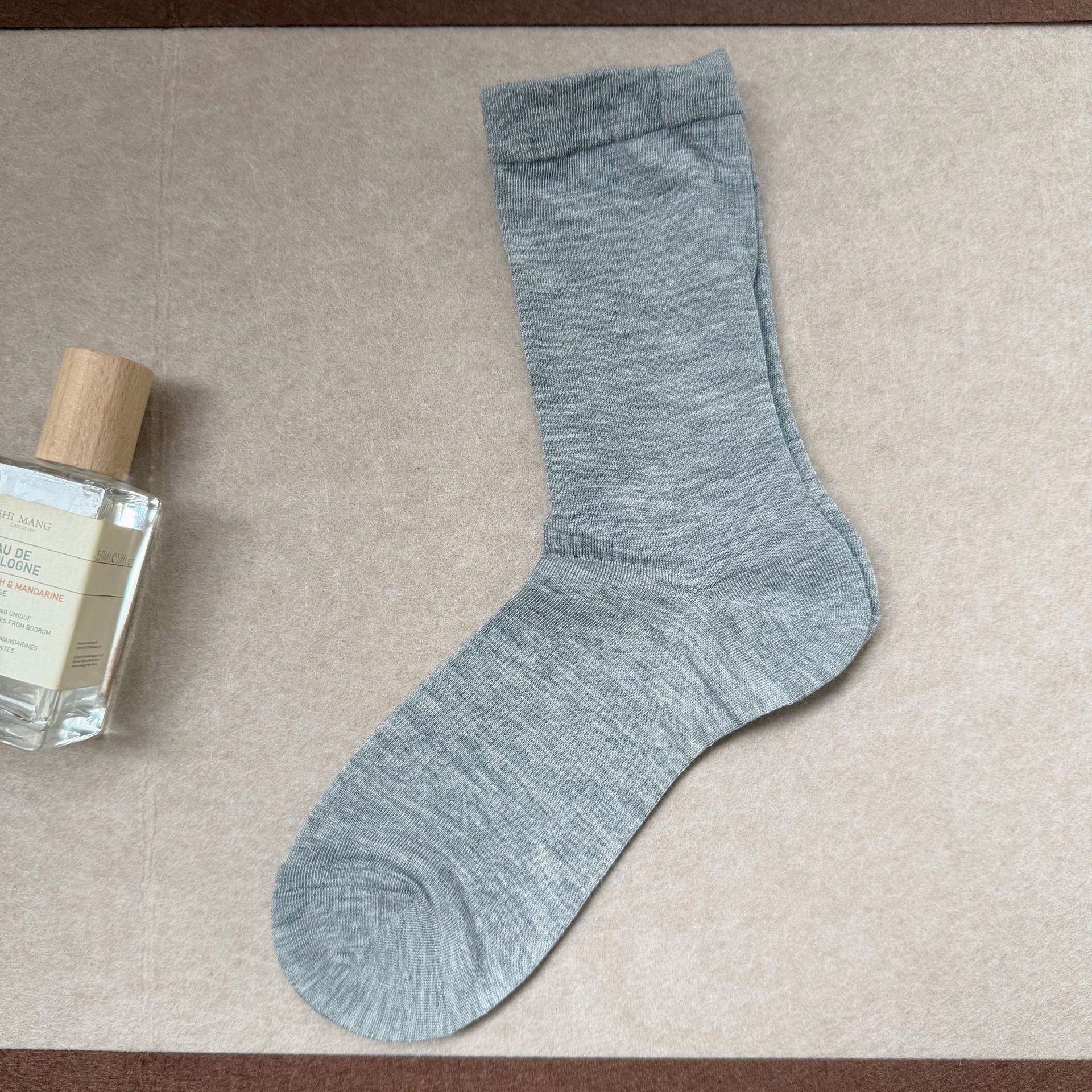 Women Thin Ribbed Crew Socks Solid Knit Mid Calf