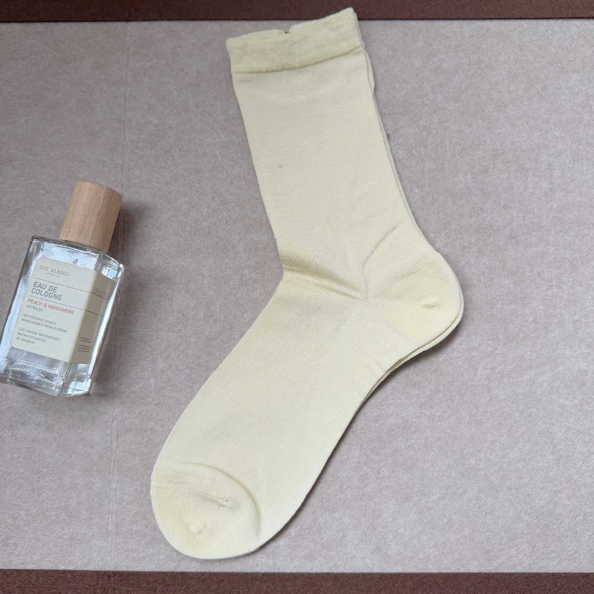 Women Thin Ribbed Crew Socks Solid Knit Mid Calf