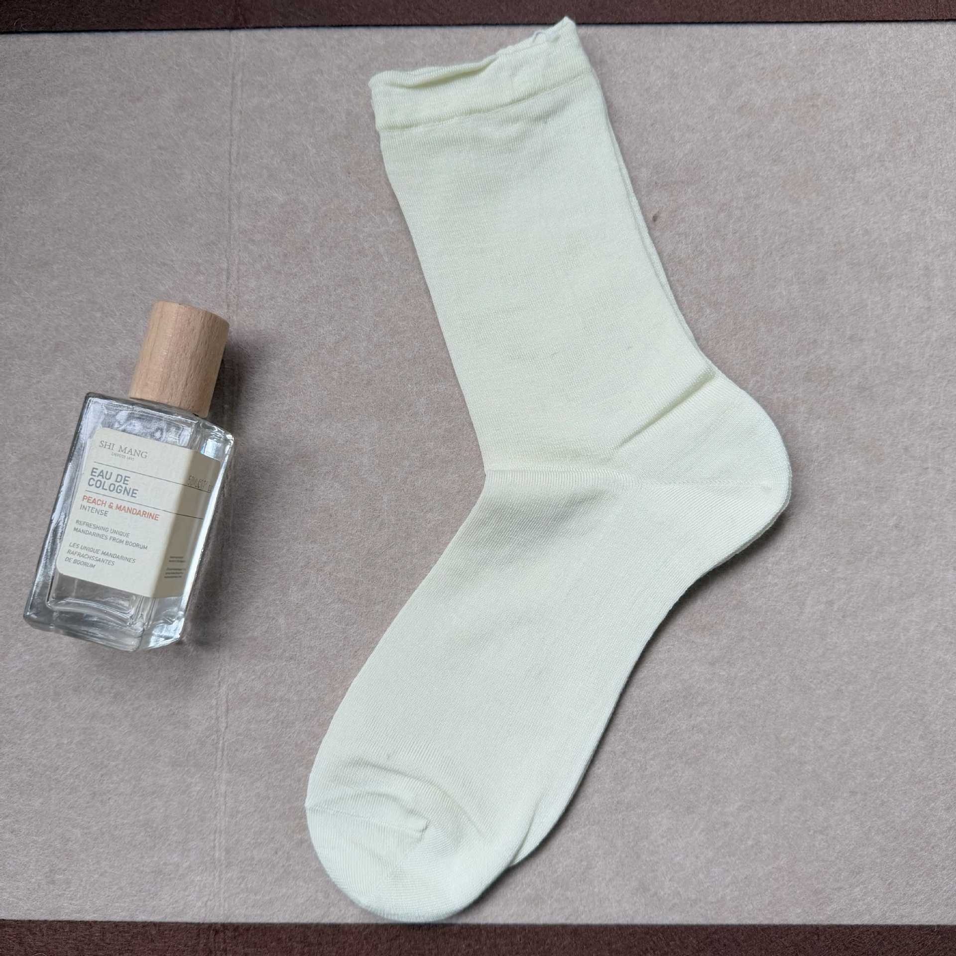 Women Thin Ribbed Crew Socks Solid Knit Mid Calf