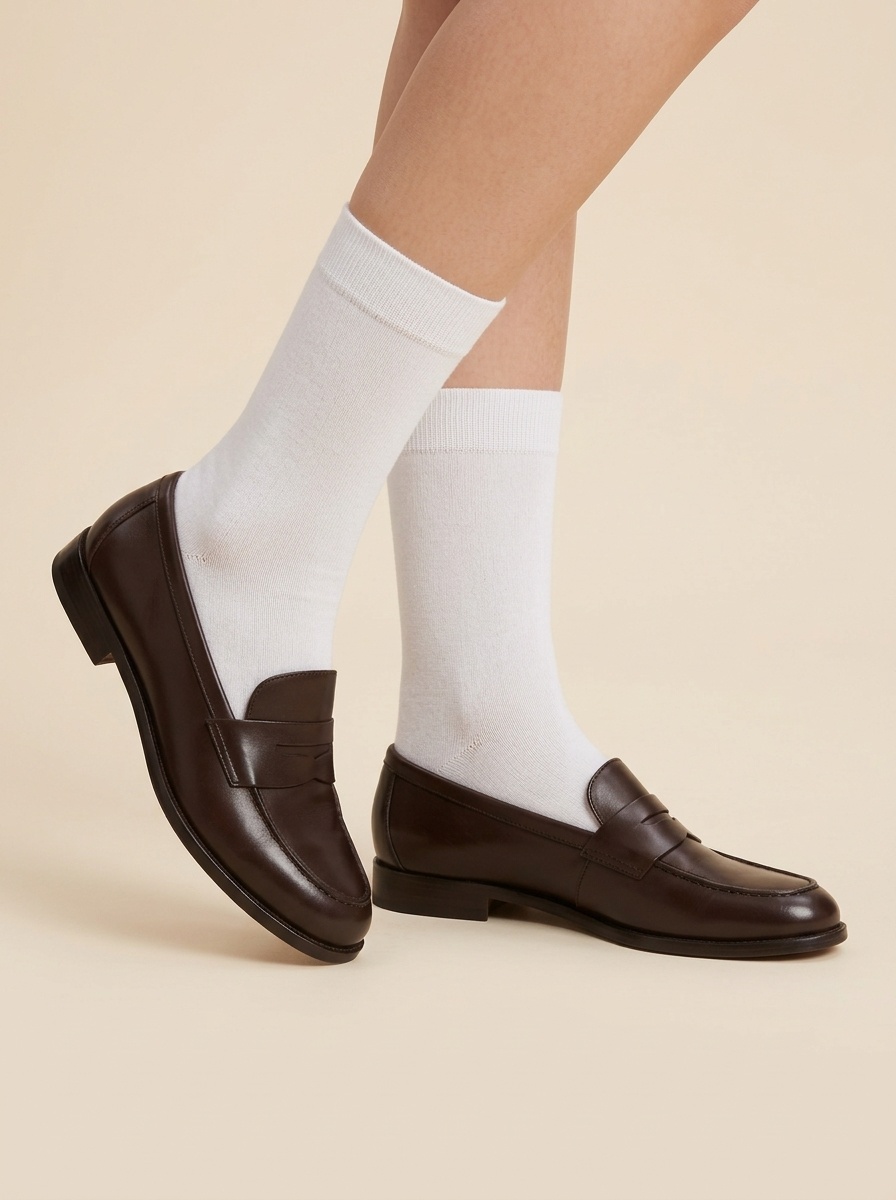Women Thin Ribbed Crew Socks Solid Knit Mid Calf