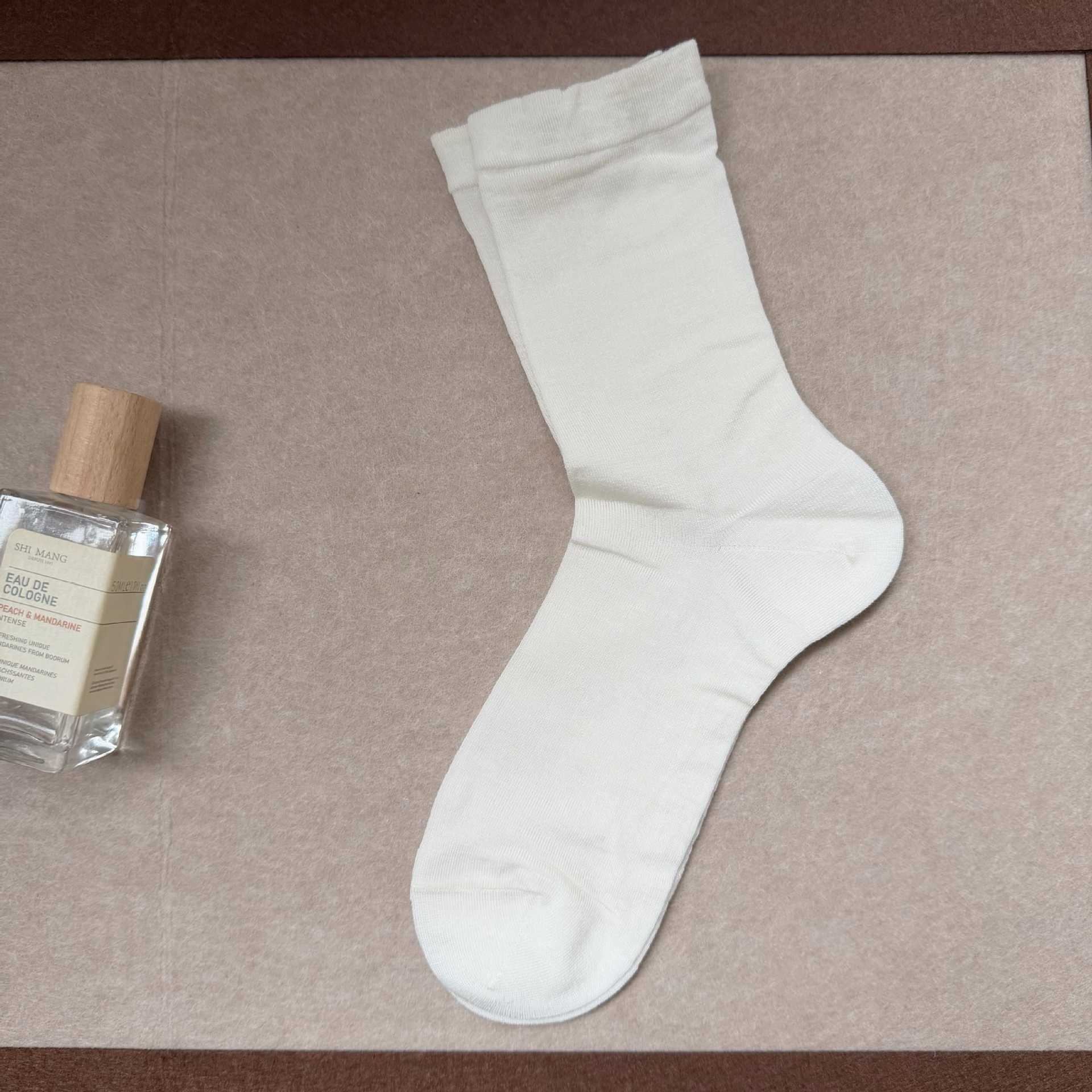 Women Thin Ribbed Crew Socks Solid Knit Mid Calf