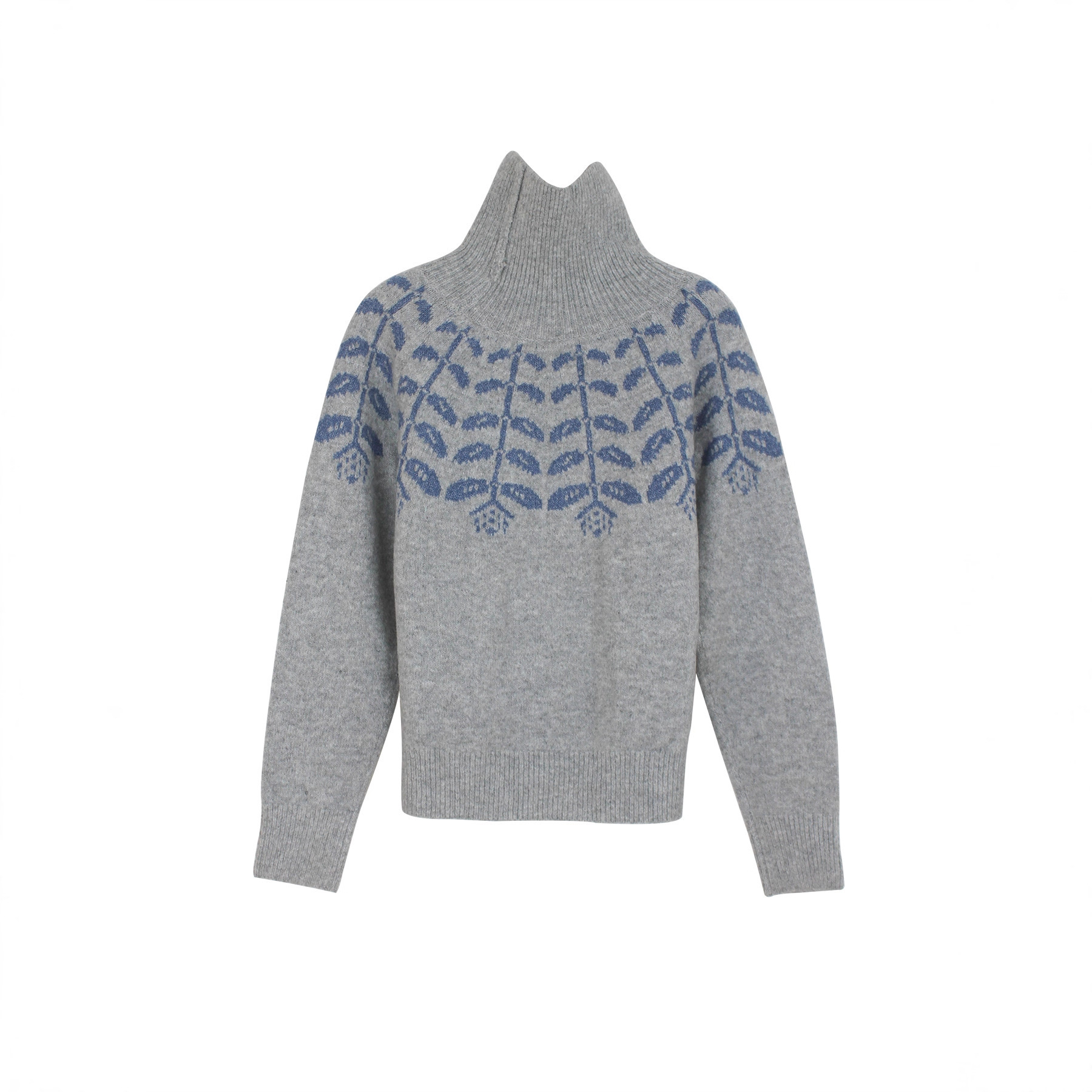 Knit Turtleneck Sweater Women Geometric Ribbed Texture SSU-00079