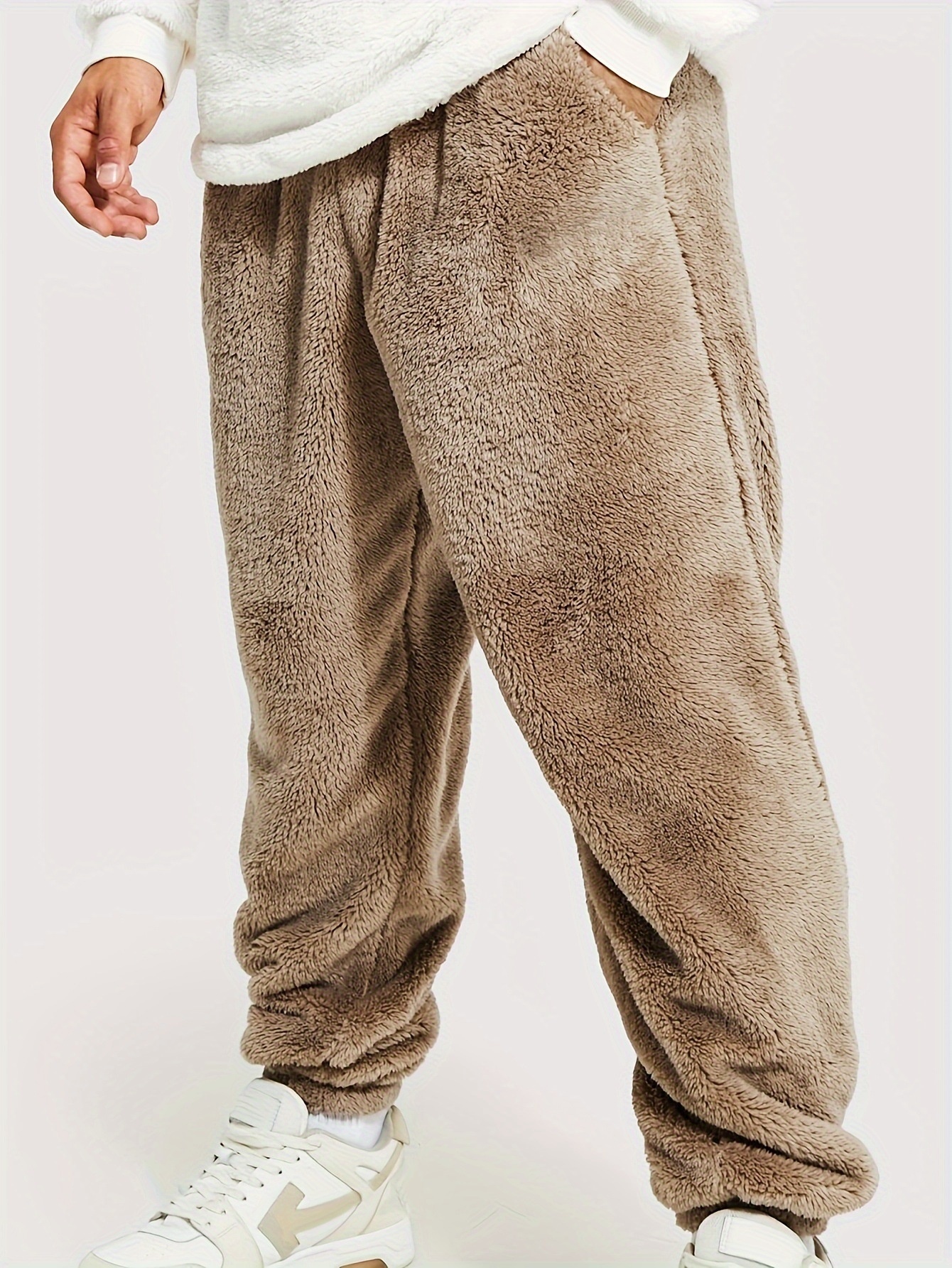 Fleece Elastic Waist Warm Winter Casual Pants for Men's Wear