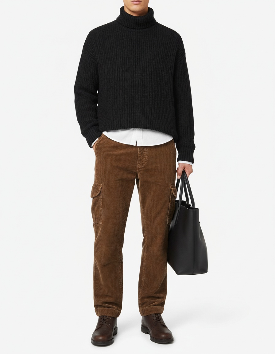 Pantaloni invernali cargo retrò con tasche per uomo, abbigliamento casual