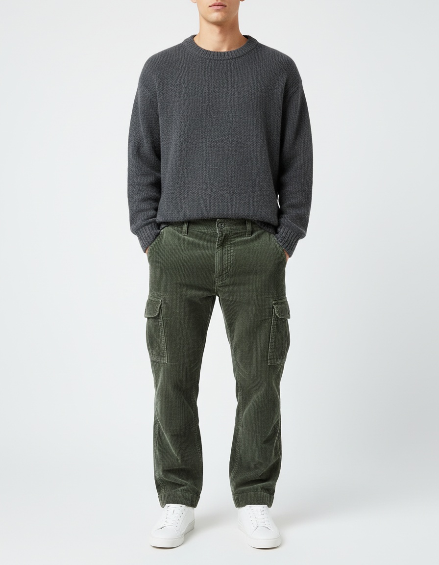 Pantaloni invernali cargo retrò con tasche per uomo, abbigliamento casual