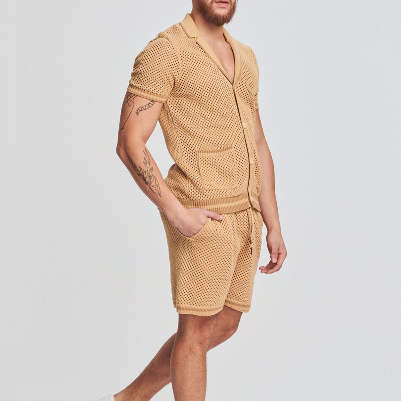 Loose Fit Breathable Knit Men's Shorts Set