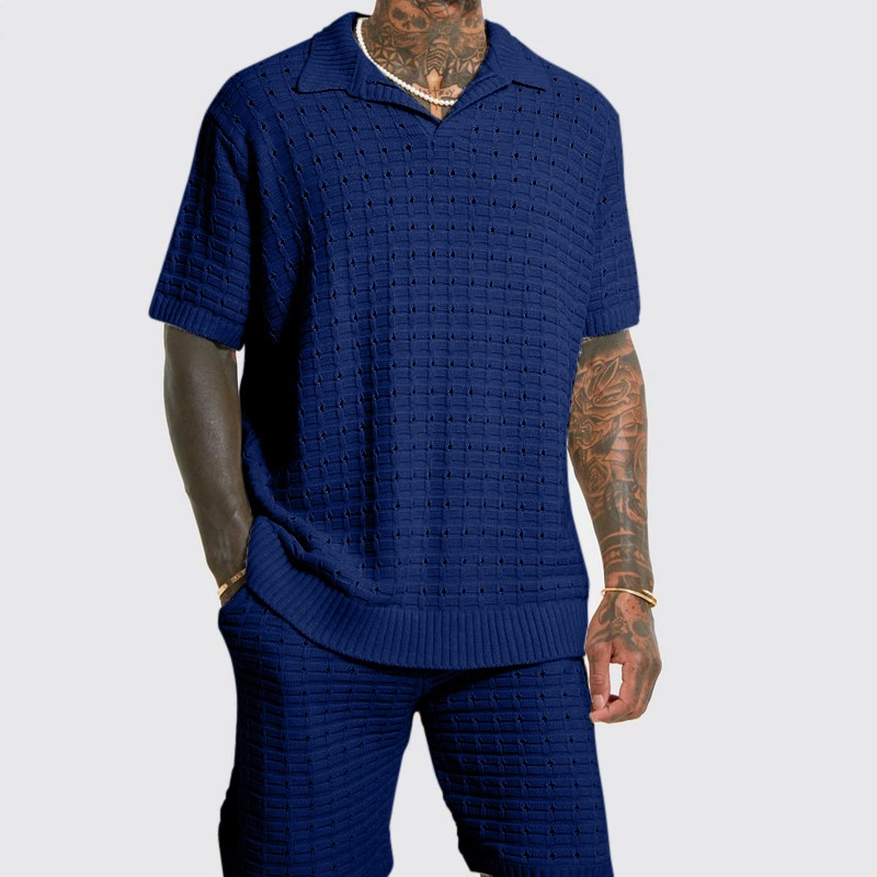 Losvallende, ademende polo en short set voor heren, perfect voor een casual zomerlook.