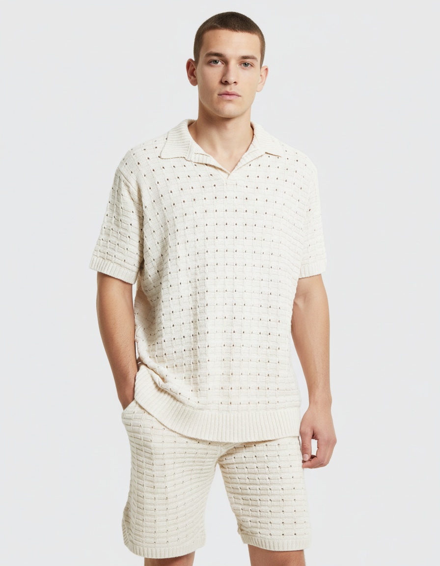 Losvallende, ademende polo en short set voor heren, perfect voor een casual zomerlook.