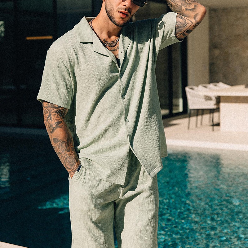 Street Style Printed Short-Sleeve T-Shirt and Shorts Two-Piece Set for Men's Casual Summer Wear