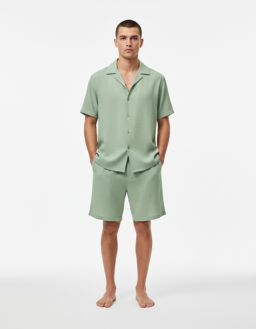 Street Style Printed Short-Sleeve T-Shirt and Shorts Two-Piece Set for Men's Casual Summer Wear