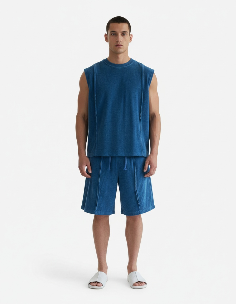 Sleeveless Crew Neck Breathable Vest and Shorts Set for Men's Casual Summer Wear