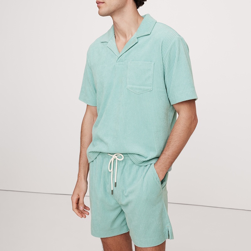 Loose Fit Cotton Blend Shirt and Shorts Summer Suit for Men's Casual Wear