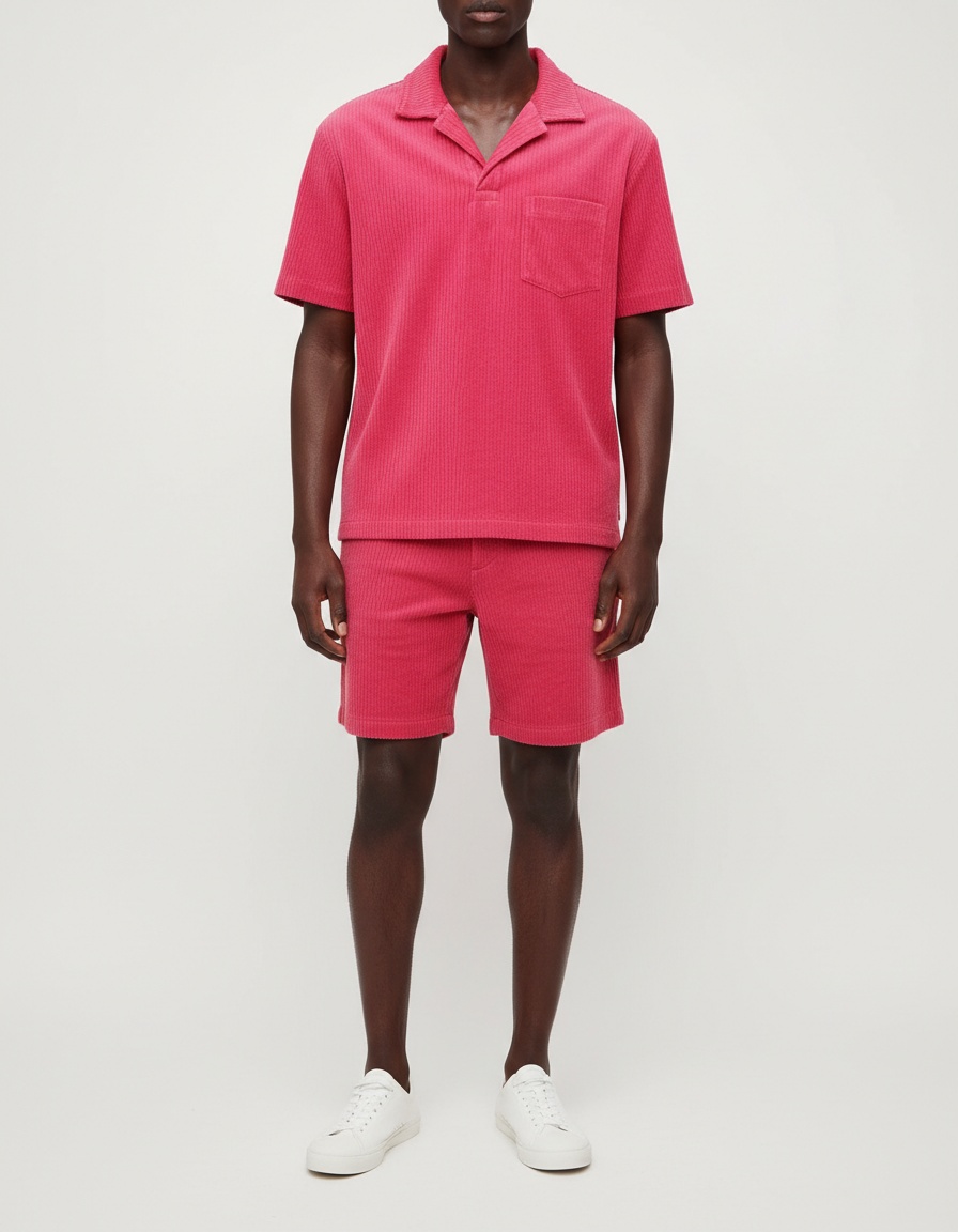 Loose Fit Cotton Blend Shirt and Shorts Summer Suit for Men's Casual Wear