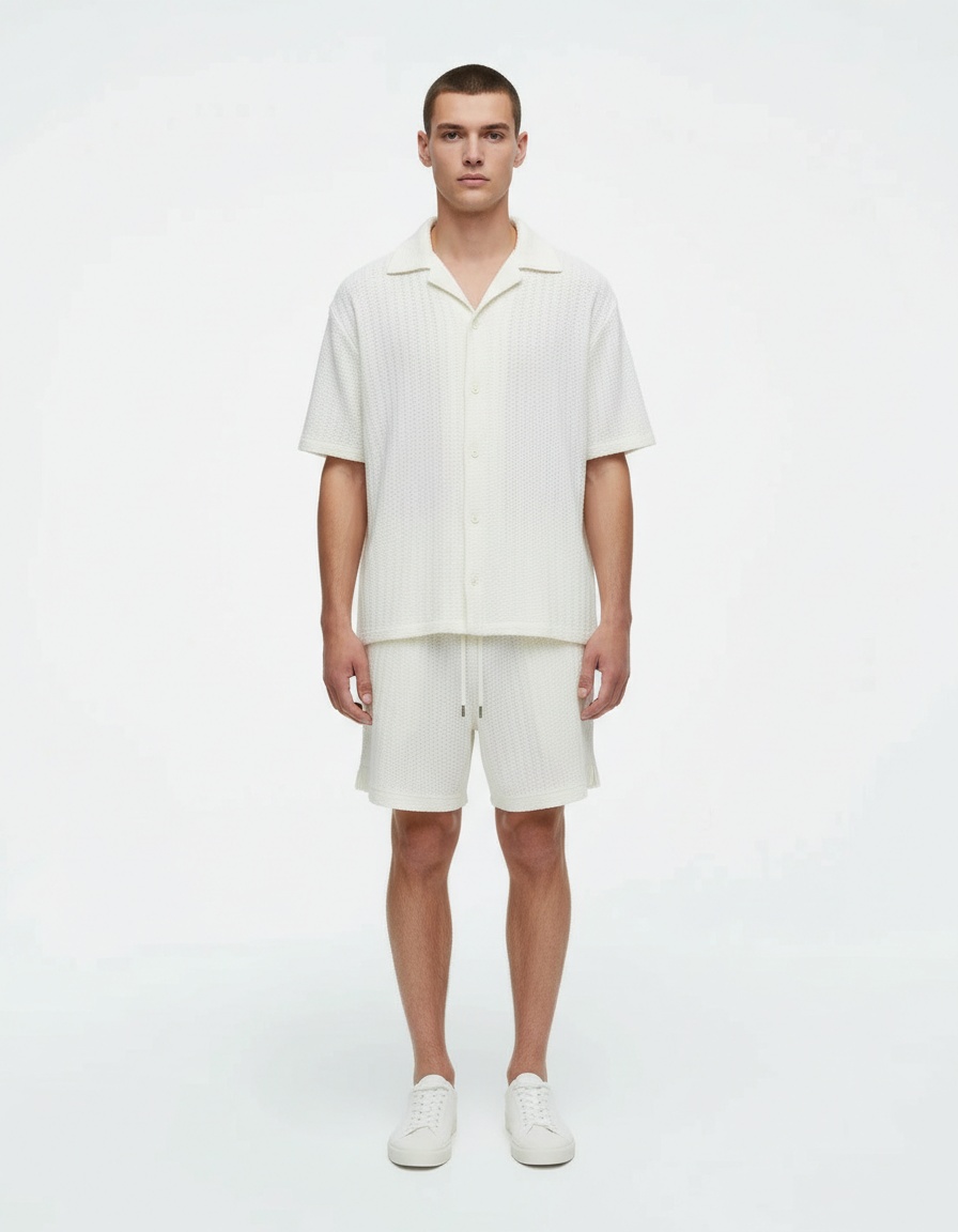 Relaxed Fit Breathable Men's Casual Shirt and Shorts Set