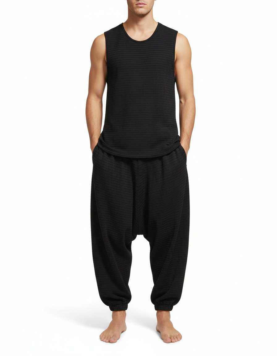 Sleeveless Knitted Two-Piece Set with Breathable Summer Casual Fit for Men