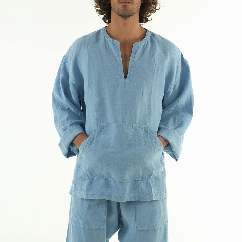 Loose Fit V-Neck Breathable Sportswear Set for Men's Casual Wear