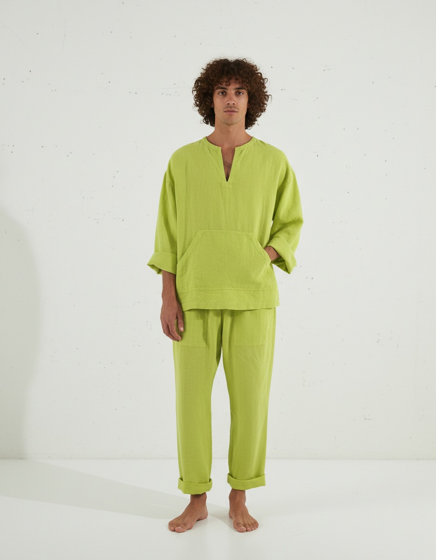 Loose Fit V-Neck Breathable Sportswear Set for Men's Casual Wear