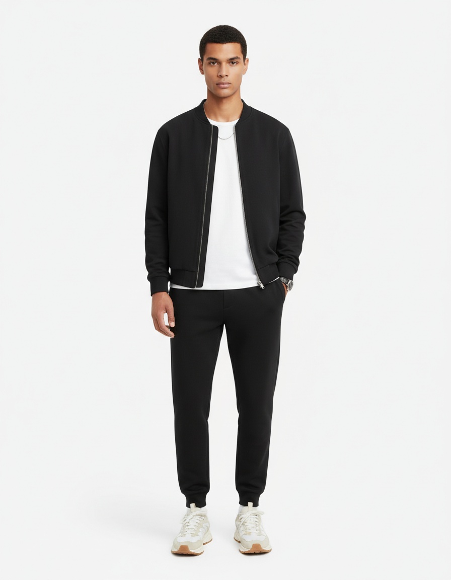 Casual Two-Piece Cotton Blend Sports Suit for Men's Autumn Outdoor Wear