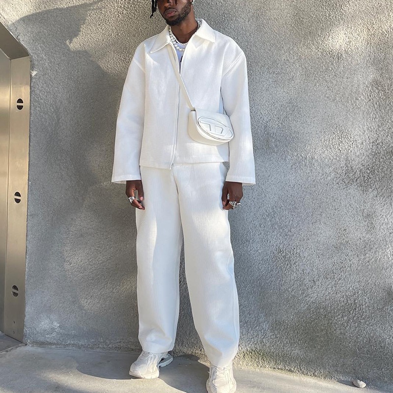 Completo invernale da uomo slim fit in tinta unita per abbigliamento casual